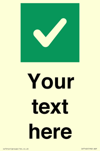 Custom plain background, green square with tick sign